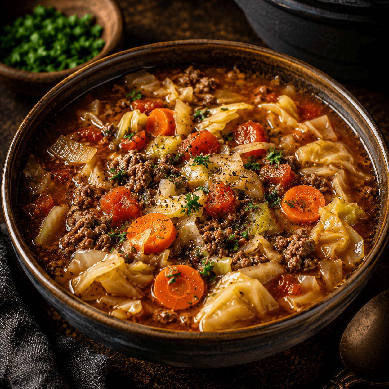 Beef and Cabbage Soup for a hearty meal on a cold night.